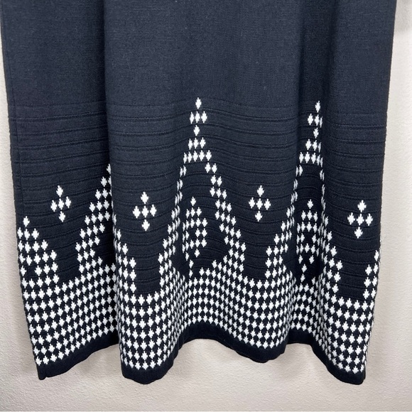 MEDIUM ECI BRAND SWEATER DRESS BLACK WHITE KNIT PULLOVER STRETCH 3/4 SLEEVE - Picture 4 of 8